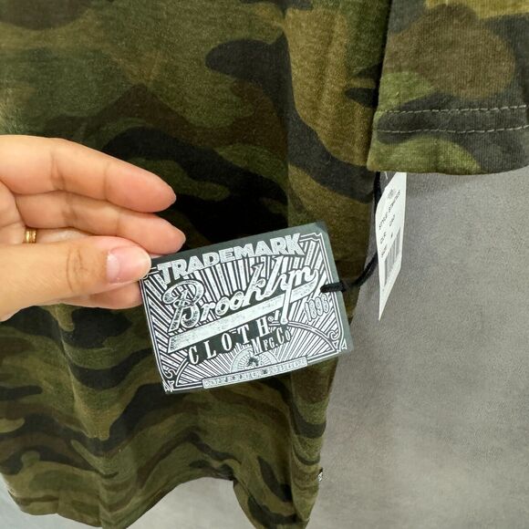 Camo Short Sleeve Hoodie Womens Medium Brooklyn‎ Cloth Green Pullover Streetwear - Picture 5 of 13